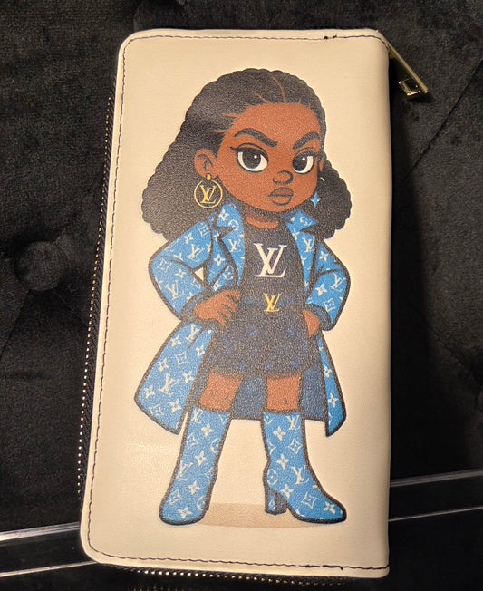 Luxury Vibes 6-Card Wallet – Blue Designer- Diva Inspired Edition