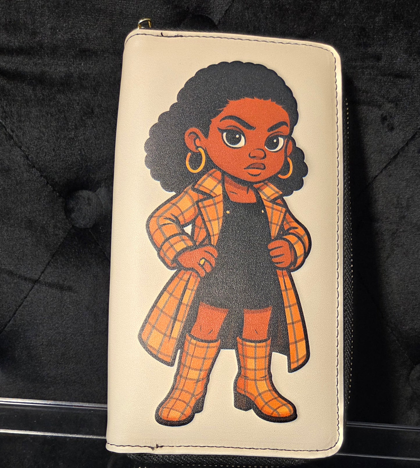 Sass & Style Zip Wallet – Plaid Coat Diva Edition