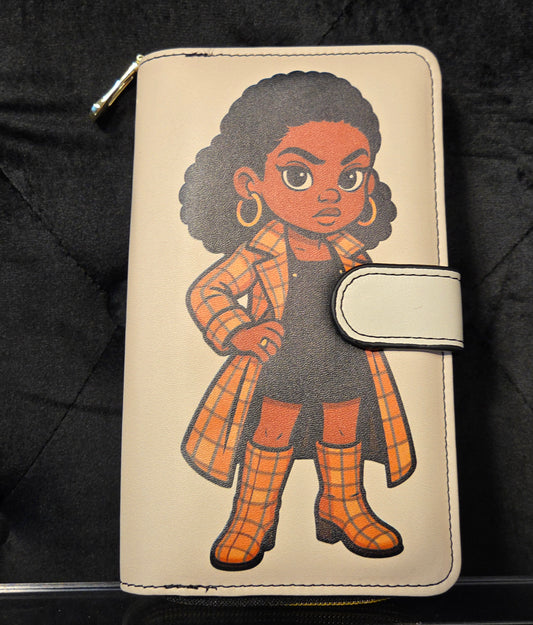 Fashion Diva Zip Wallet – Plaid Coat Edition