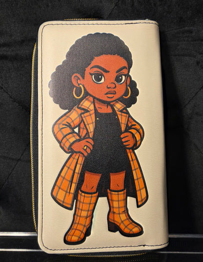 Fashion Diva Zip Wallet – Plaid Coat Edition