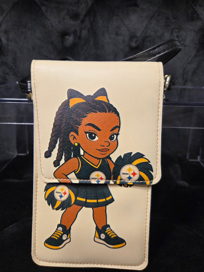 Game Day Cheer Crossbody Phone Holder – Black & Gold Edition Steeler Inspired
