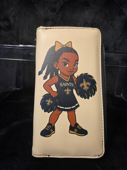 New Orleans Saints Cheerleader Zip 6 Card Wallet