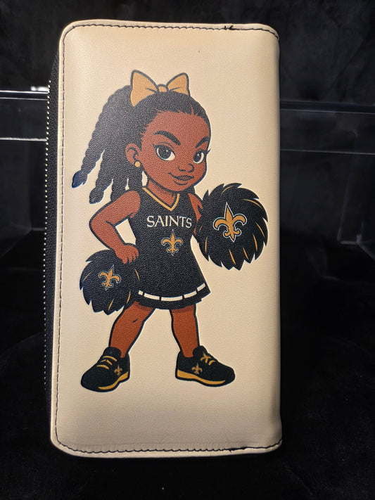 New Orleans Saints Cheerleader Zip 6 Card Wallet