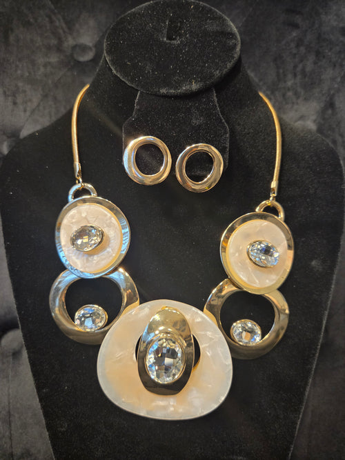 Gold & Crystal Statement Necklace Set