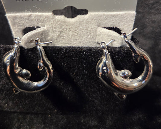 Silver Dolphin Hoop Earrings