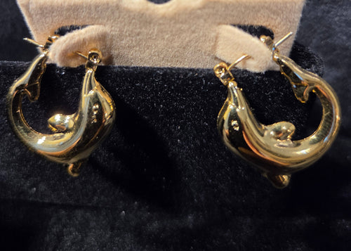 Gold Dolphin Hoop Earrings
