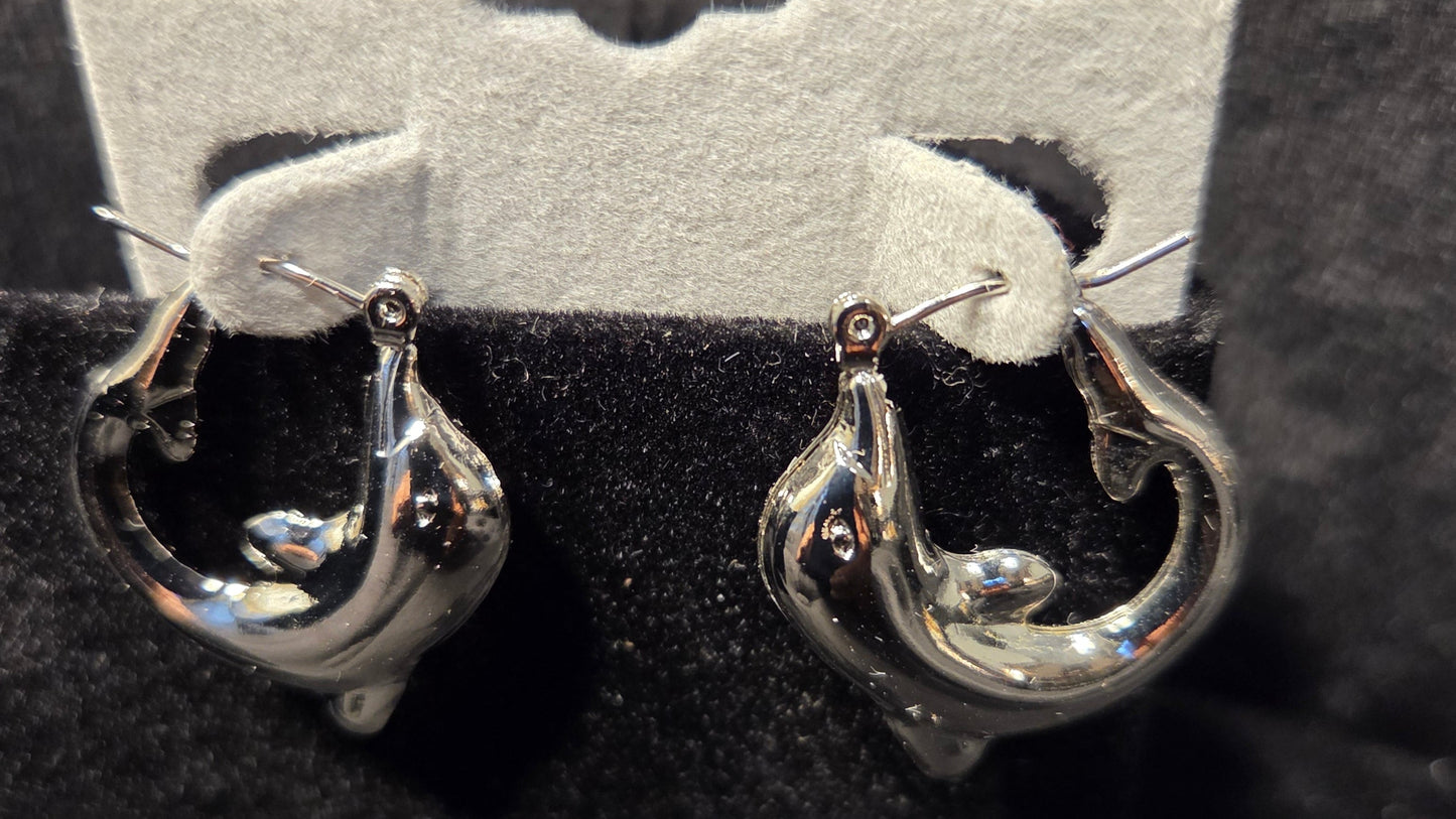 Silver Dolphin Hoop Earrings