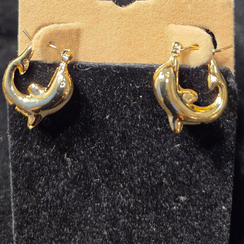 Golden Dolphin Hoop Earrings