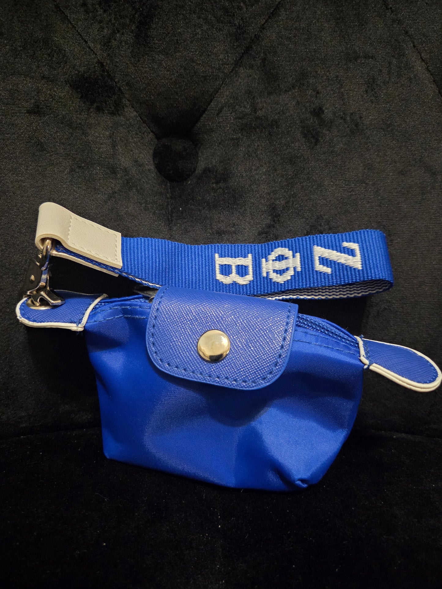 Royal Blue Mini Coin Pouch with Zeta Phi Beta Wrist Strap