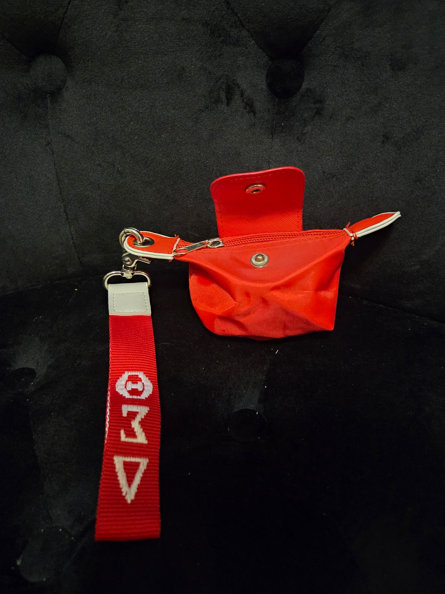 Red Mini Coin Pouch with Delta Sigma Theta Wrist Strap