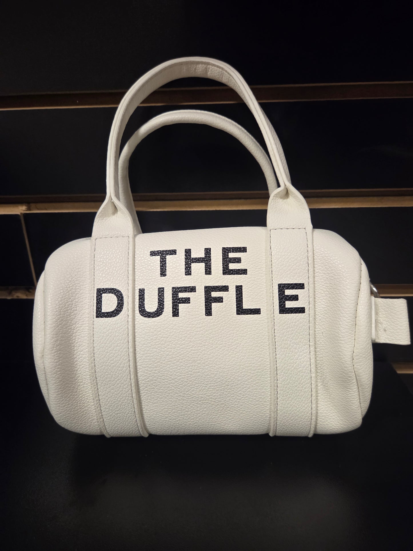 “THE DUFFLE” Mini Barrel Handbag – White Leather Edition