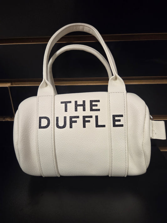 “THE DUFFLE” Mini Barrel Handbag – White Leather Edition
