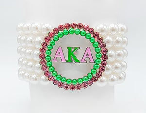 AKA Sorority pink and green bracelet