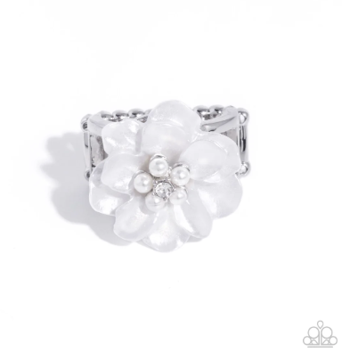 Pinched Petals White Ring