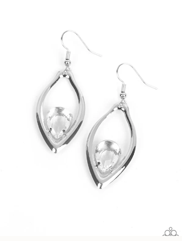 Beautifully Bejeweled White Earrings
