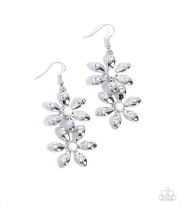 Fabulous Florals White Earrings