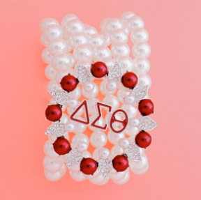 Delta Sorority Red White Bracelet