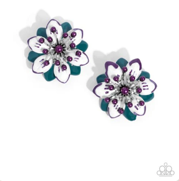 Dimensional Dowry Earrings - Purple