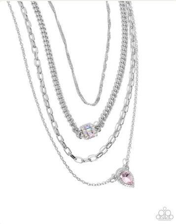 Radiant Rows Pink Necklace