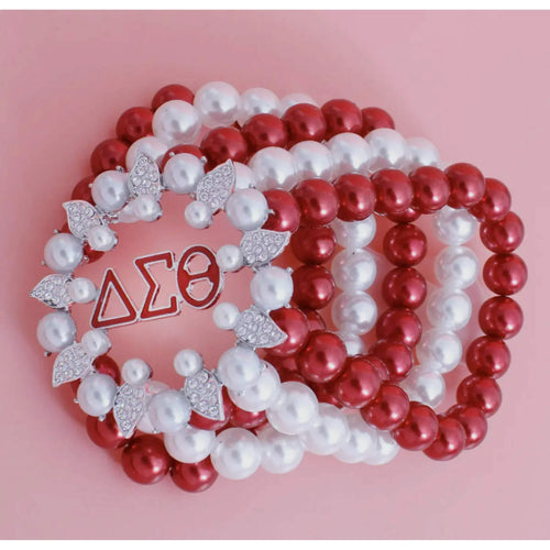 Delta Sigma Theta Inspired Red and White Bracelet