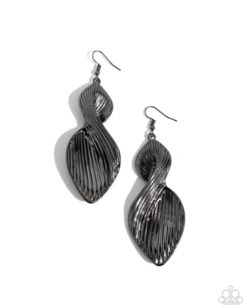 Skinny Spiral Black Earring