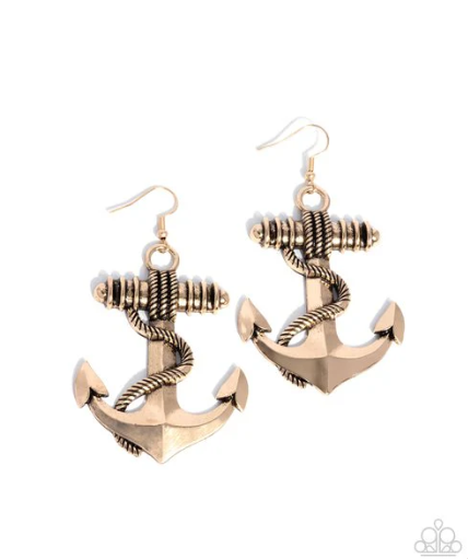 Adorable Anchor Gold Earring
