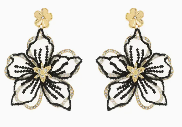 Rhinestone Flower Dangle Earrings