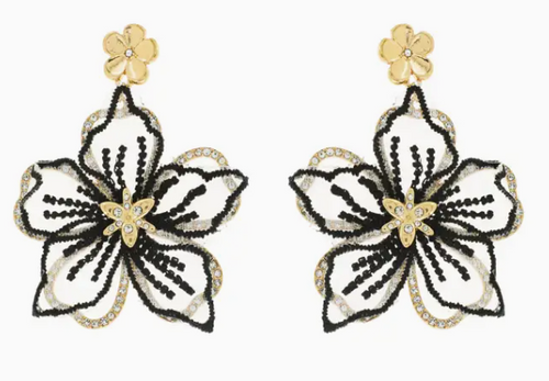 Rhinestone Flower Dangle Earrings