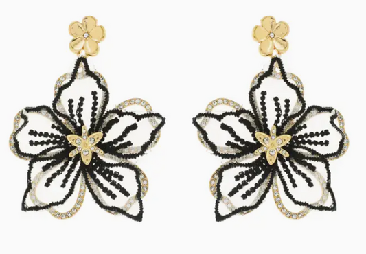 Rhinestone Flower Dangle Earrings