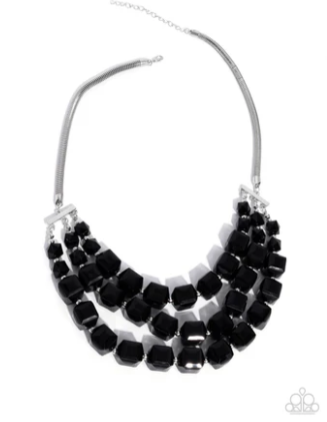 Reliant Rows Black Necklace Set