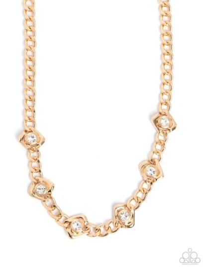 Square Silhouette Gold Necklace