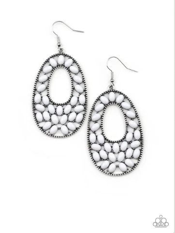 Beaded Shores White Earring