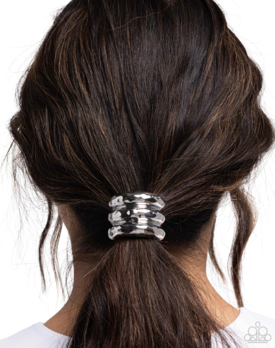 Crimped Celebrity Silver Hair Tie