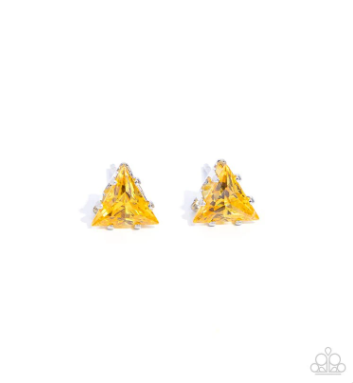 Triangular Twinkle Yellow Post Earring