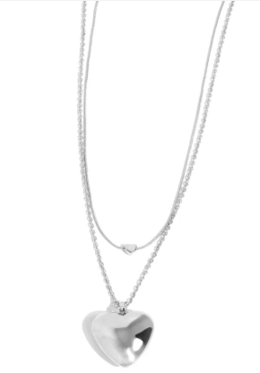 Halting Hearts Silver Necklace