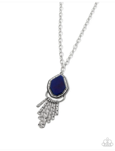 Stamped Statement Blue Necklace