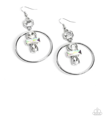 Geometric Glam White Earring