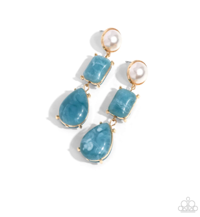 Marbled Masterpiece Blue Post Earrings