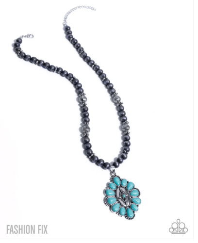 Traditional Tapestry Blue Necklace
