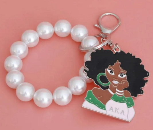 Sorority Inspired - Pink and Green Pearl Keychain