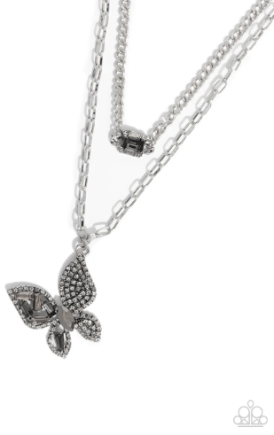 Hovering Headline Silver Necklace