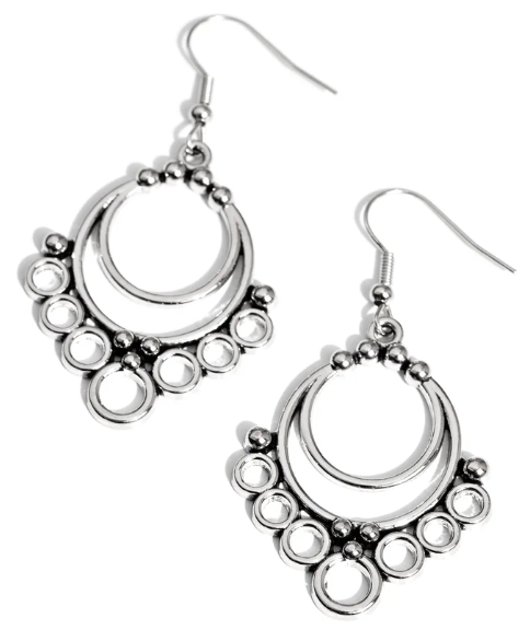 Rustic Rotary Silver Earring