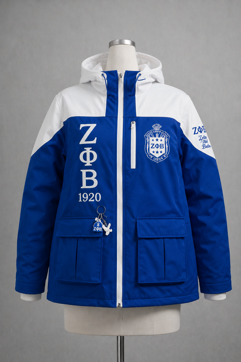 Zeta Phi Beta Blue & White Hooded Jacket