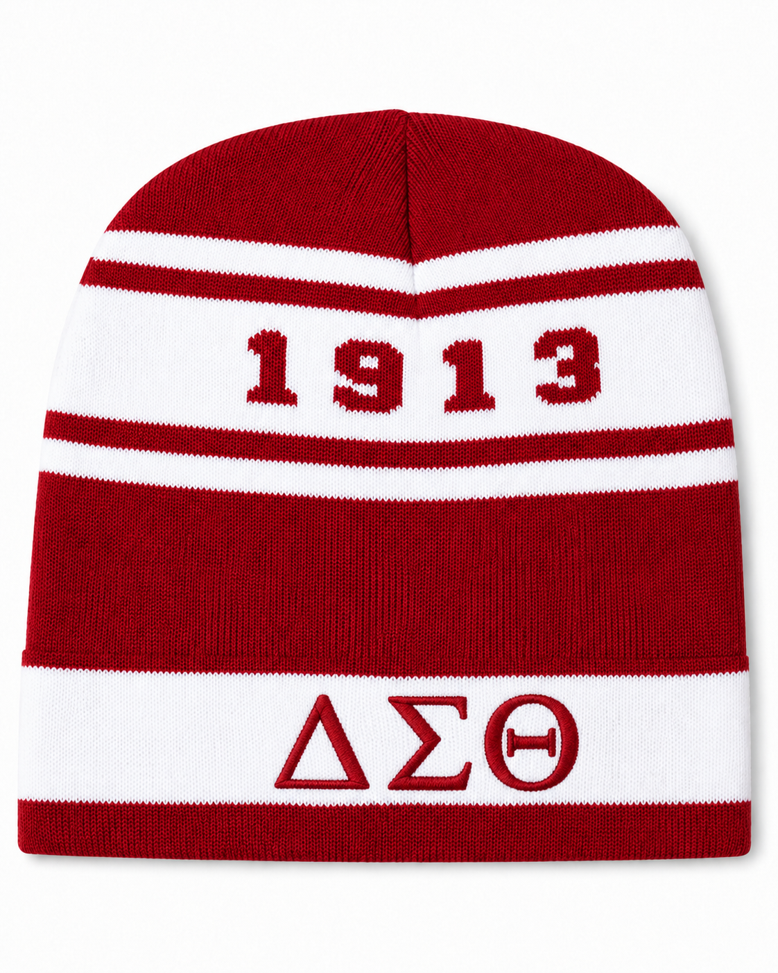 Delta Sigma Theta Crimson and White Knit Hat