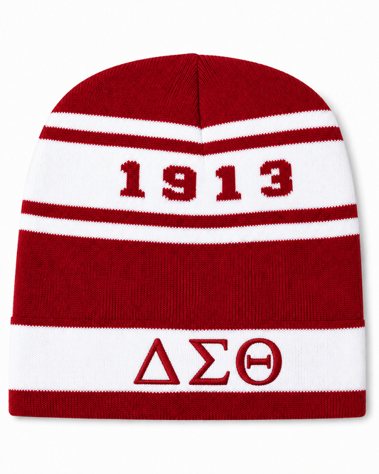 Delta Sigma Theta Crimson and White Knit Hat