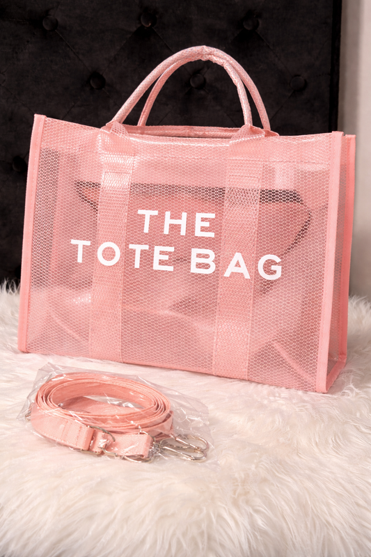 Blush Pink Mesh Tote Bag