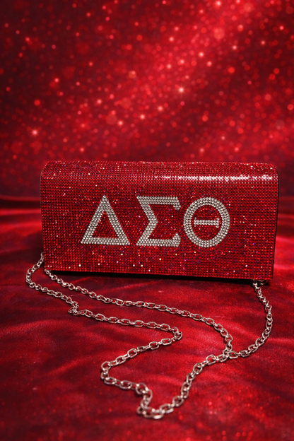Delta Sigma Theta Crimson Sparkle Chain Clutch