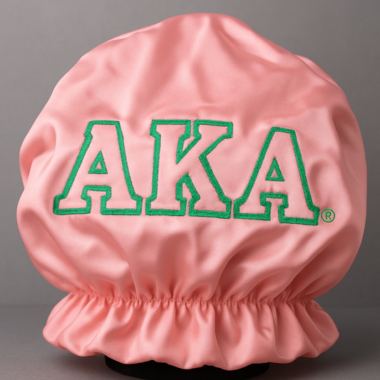 Pink & Green AKA Satin Bonnet – Protective Sorority Hair Bonnet