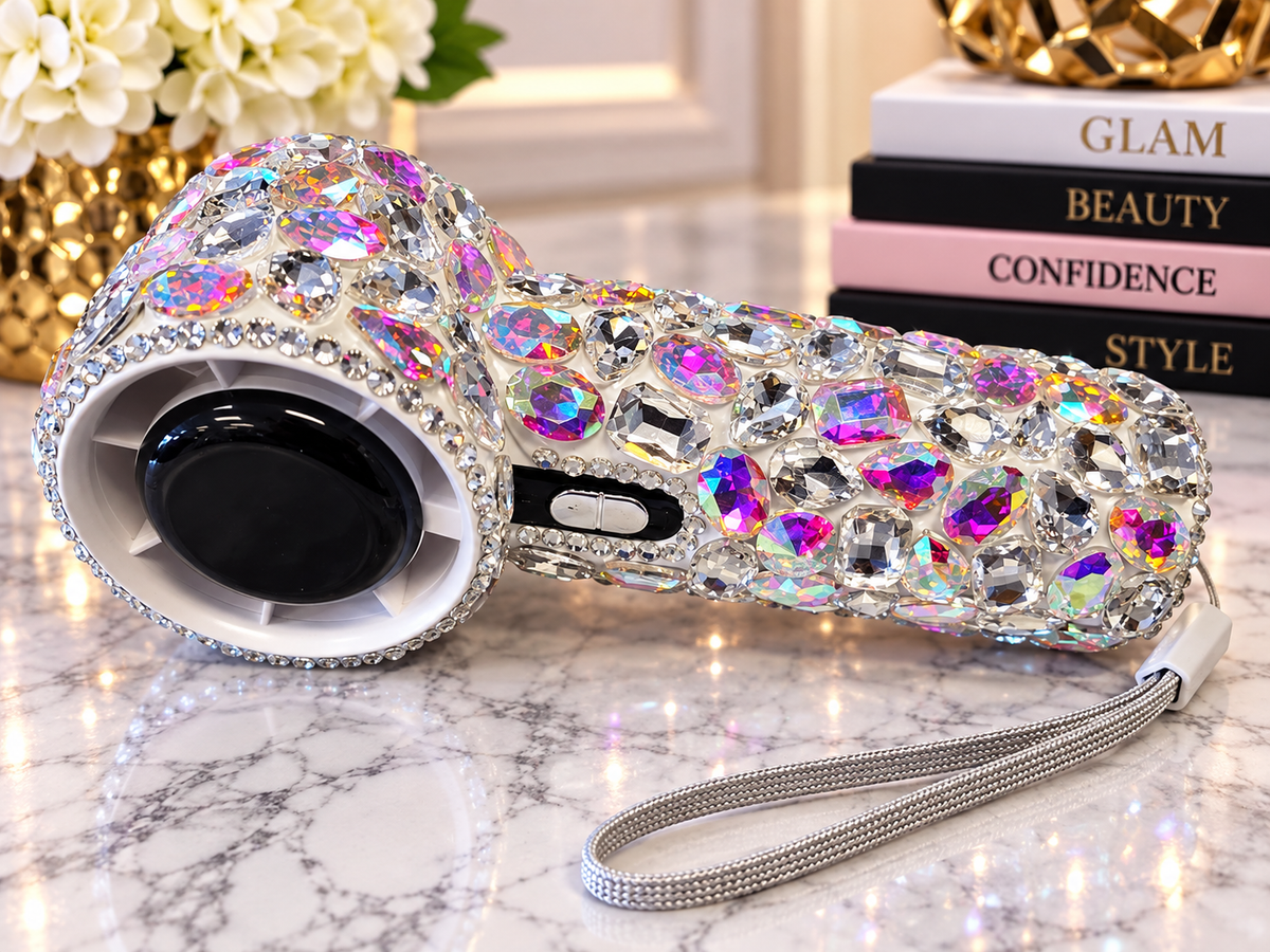 Crystal Aurora Bling Rechargeable Handheld Fan