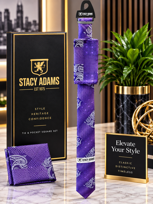 Stacy Adams Purple Paisley Stacy Adams Tie & Pocket Square Set